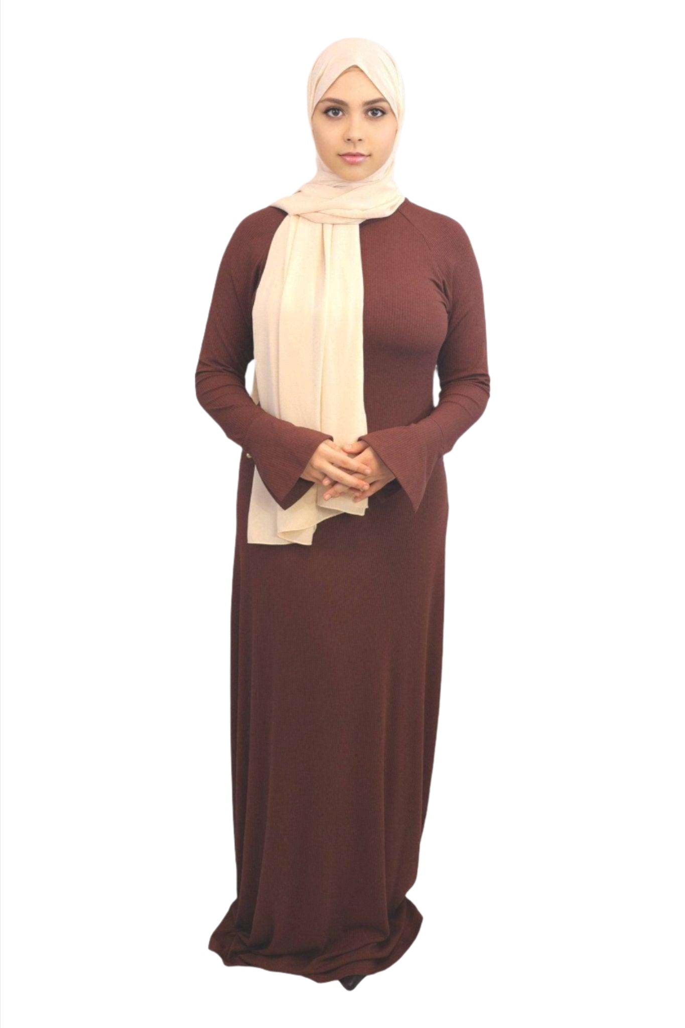 Salwa Ribbed Split Crystal Cuff Maxi - MODESTY MUSLIMAH