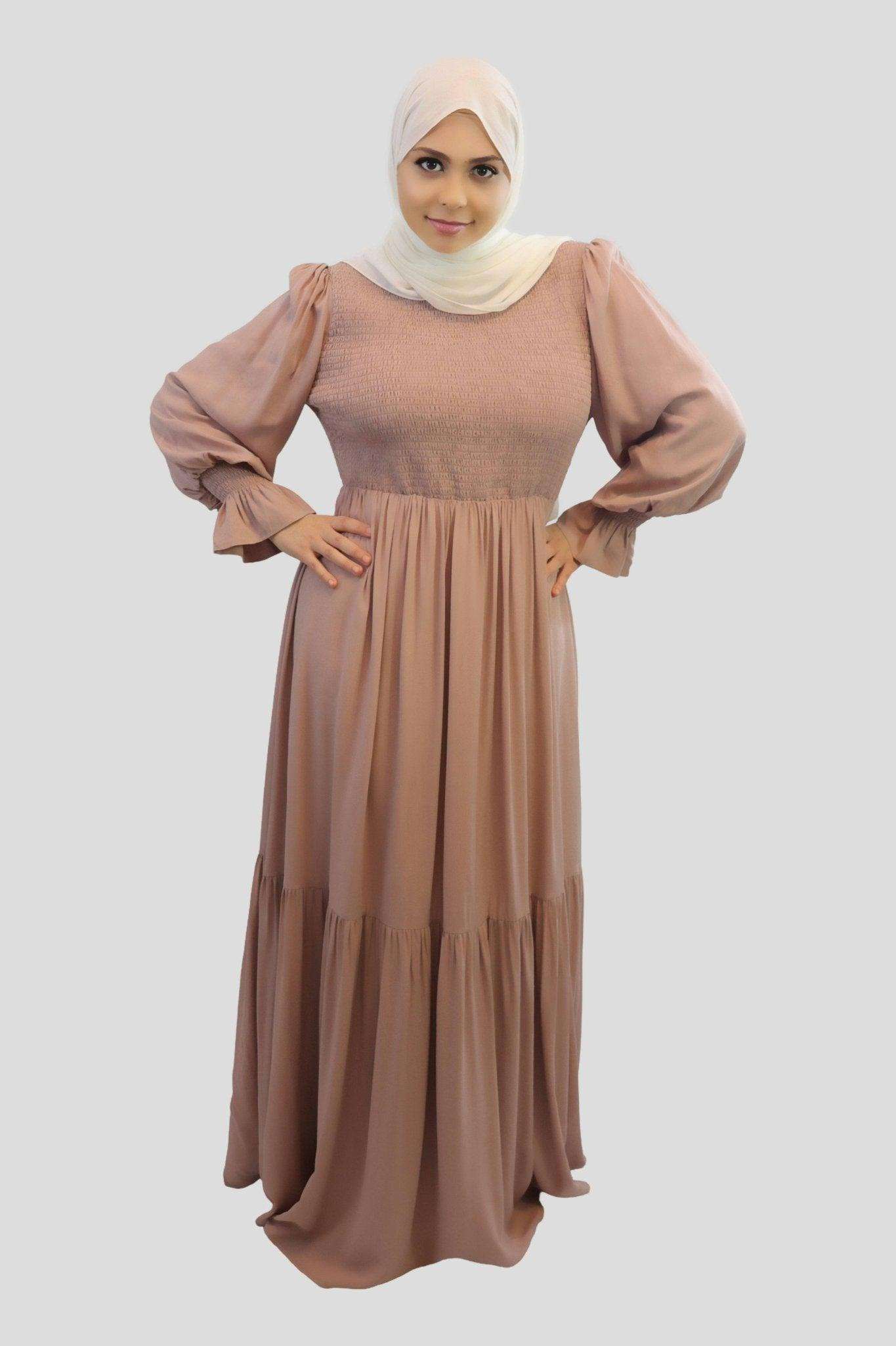 Shazia Smocked Bodice Floor Length Maxi - MODESTY MUSLIMAH