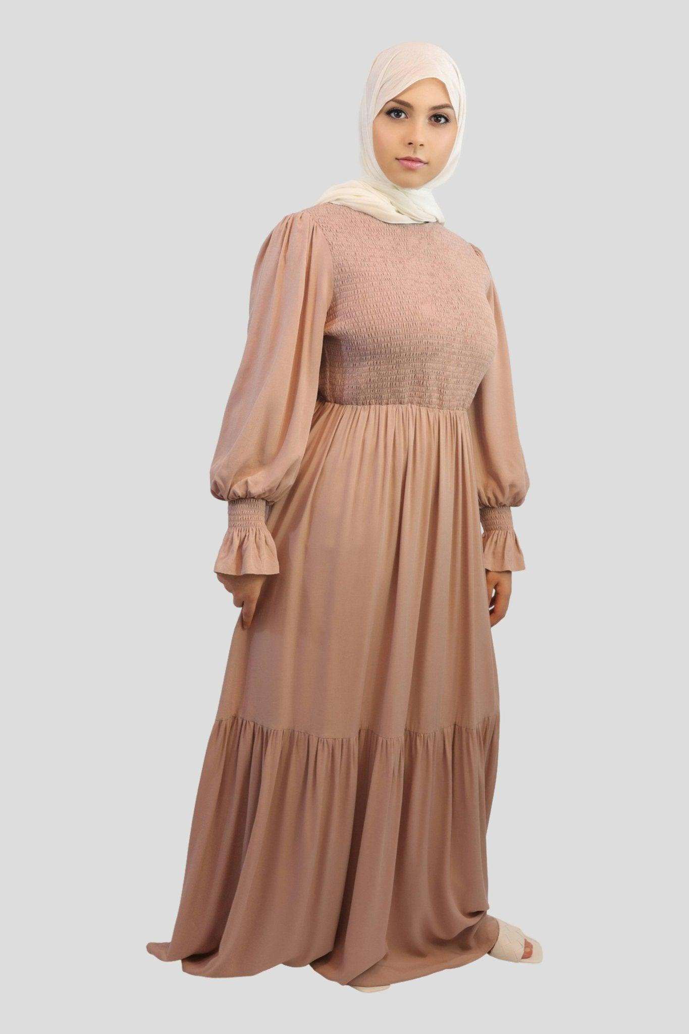 Shazia Smocked Bodice Floor Length Maxi - MODESTY MUSLIMAH