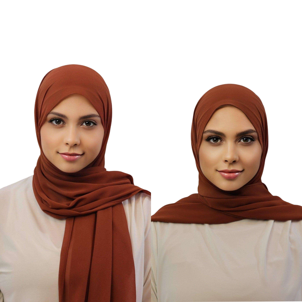 Warm Neutrals Hijab Set Chiffon Hijab in Sienna – Front View