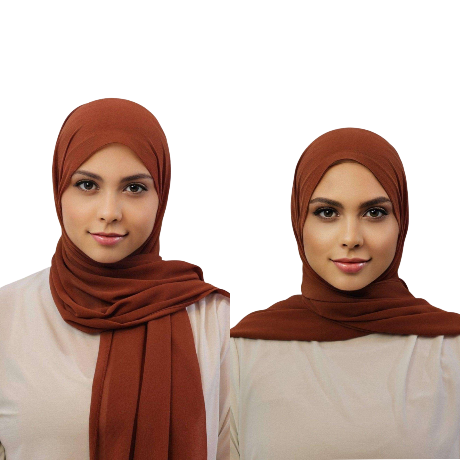Warm Neutrals Hijab Set Chiffon Hijab in Sienna – Front View
