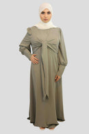 Green Zora Front Tied Long Sleeve Maxi Dress - MODESTY MUSLIMAH
