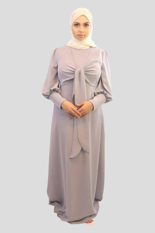 Pink Zora Front Tied Long Sleeve Maxi Dress - MODESTY MUSLIMAH