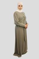 Green Zora Front Tied Long Sleeve Maxi Dress - MODESTY MUSLIMAH