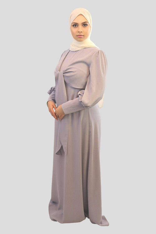 Pink Zora Front Tied Long Sleeve Maxi Dress - MODESTY MUSLIMAH
